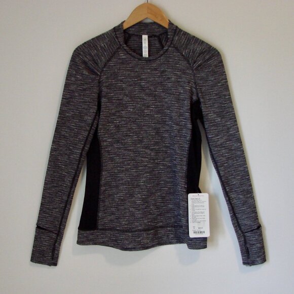 Lululemon Think Fast Long Sleeve Shirt Coco Pique Black Gray Sz 8 BRAND NEW NWT - Picture 8 of 16